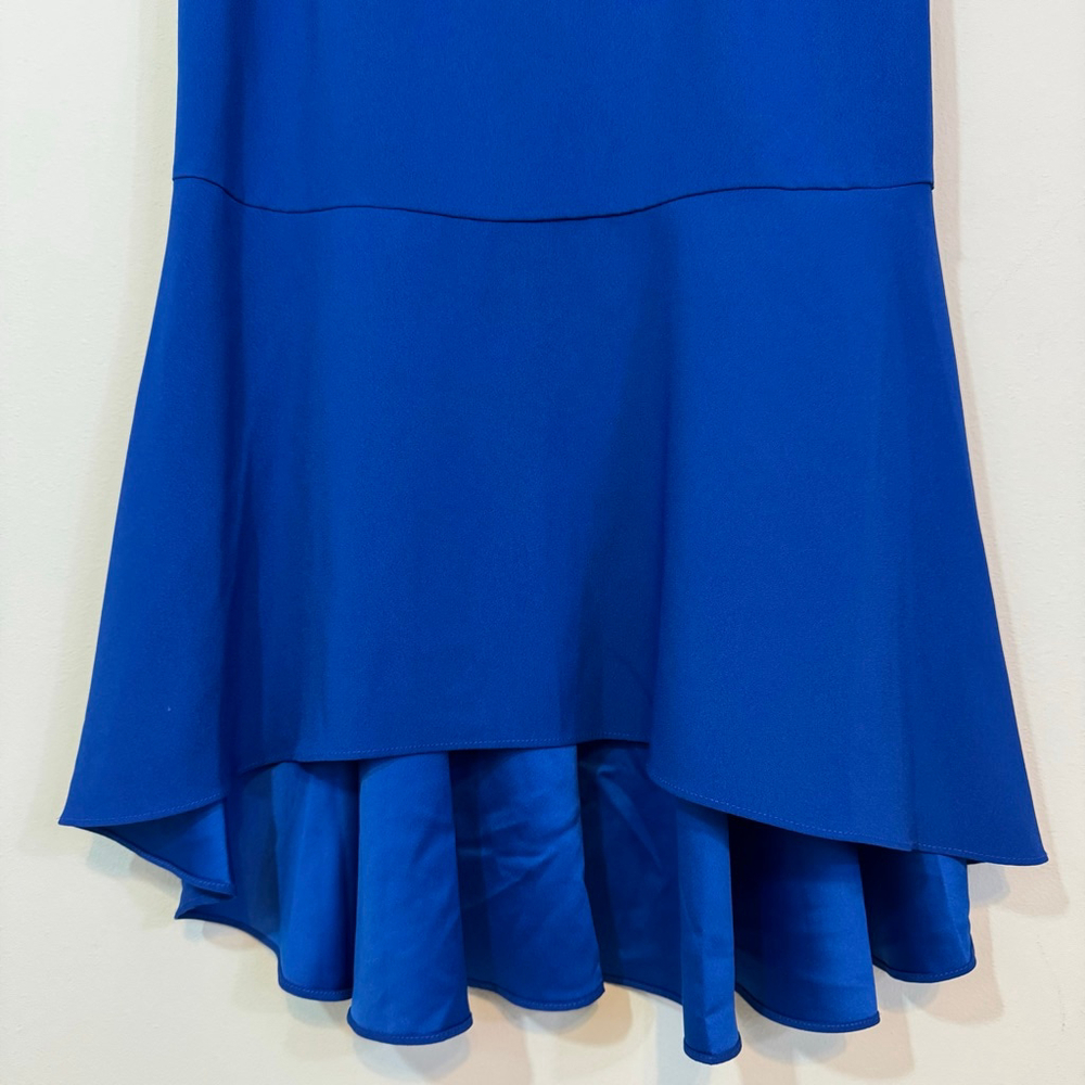 Adrianna Papell Royal Blue Ruffled-Sleeve High-Low Midi Dress - Picture 5 of 9